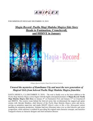 Magia Record: Puella Magi Madoka Magica Side Story Heads to Funimation, Crunchyroll, and HIDIVE in January