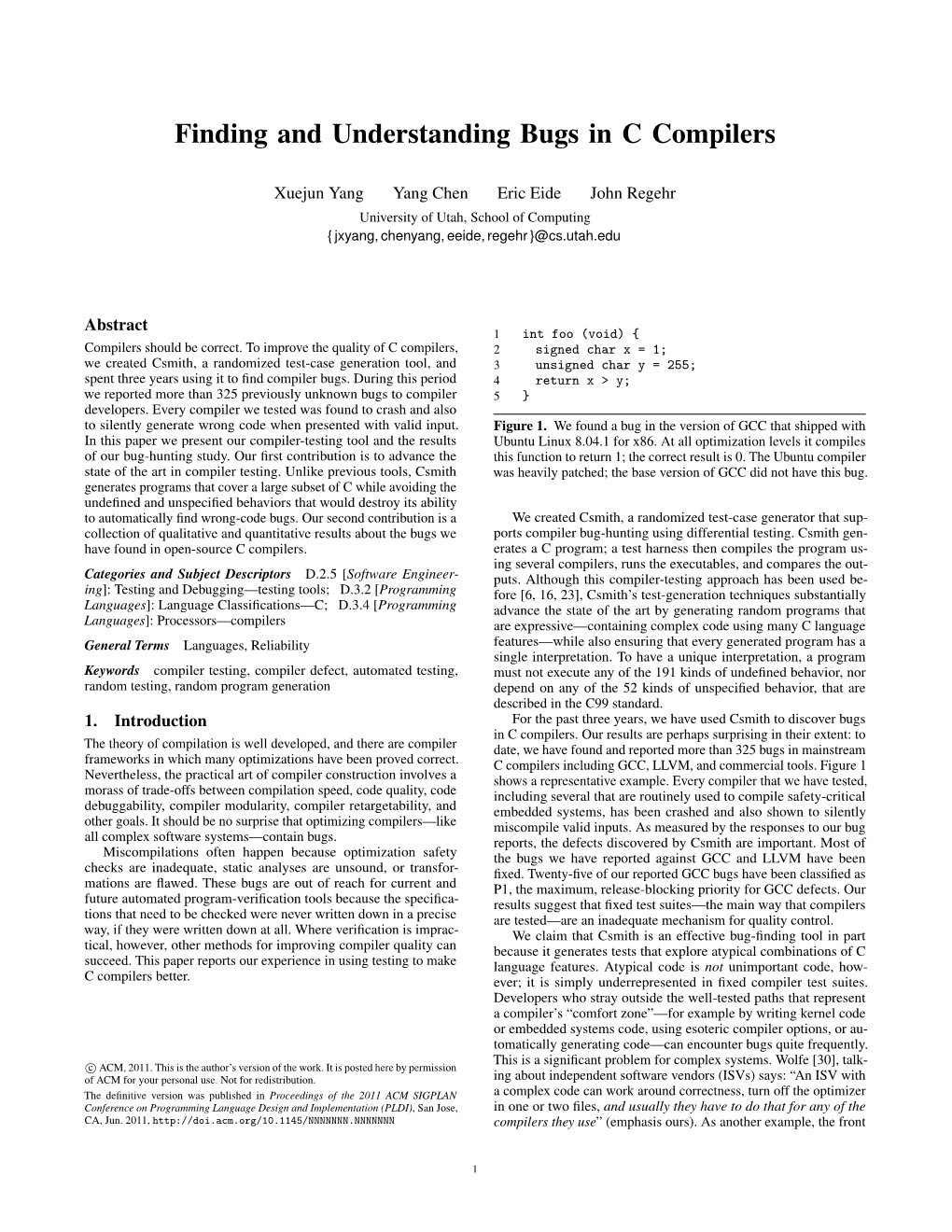 Finding and Understanding Bugs in C Compilers