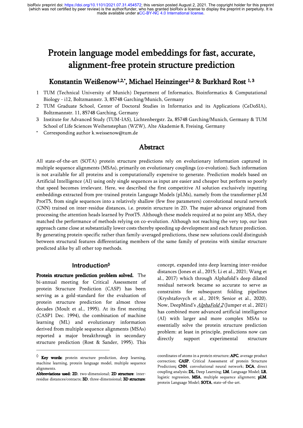 Protein Language Model Embeddings for Fast, Accurate, Alignment-Free Protein Structure Prediction