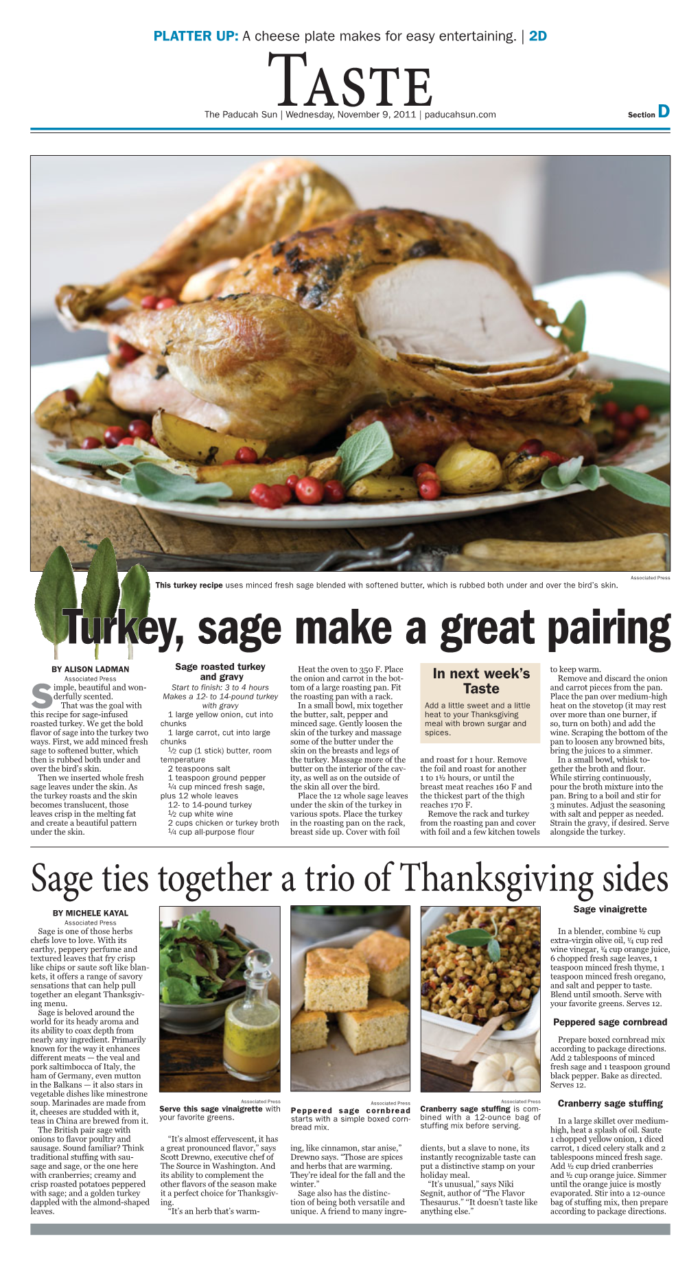 Turkey, Sage Make a Great Pairing