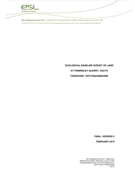 Ecological Baseline Survey of Land at Finningley Quarry, South Yorkshire / Nottinghamshire LAF.FQ Lafarge Aggregates