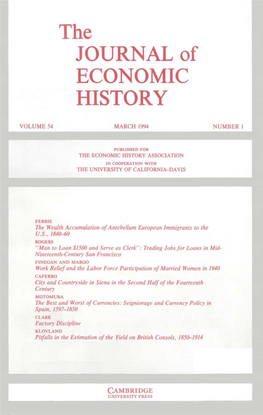 The JOURNAL of ECONOMIC HISTORY