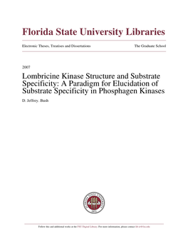 Lombricine Kinase Structure and Substrate Specificity: a Paradigm for Elucidation of Substrate Specificity in Phosphagen Kinases D