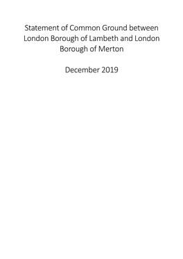 Statement of Common Ground Between London Borough of Lambeth and London Borough of Merton