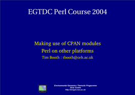 EGTDC Perl Course 2004