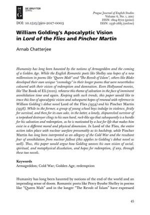 William Golding's Apocalyptic Vision in Lord of the Flies and Pincher Martin