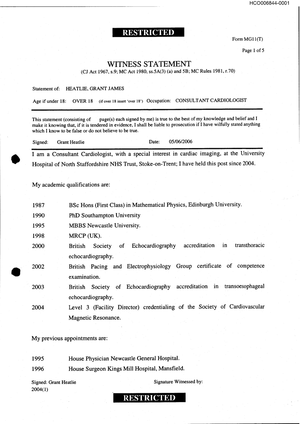 WITNESS STATEMENT (CJ Act 1967, S.9; MC Act 1980, Ss.5A(3) (A) and 5B; MC Rules 1981, R.70)