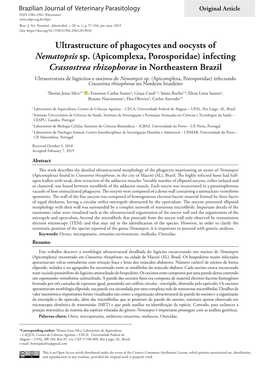 Apicomplexa, Porosporidae) Infecting Crassostrea Rhizophorae in Northeastern Brazil Ultraestrutura De Fagócitos E Oocistos De Nematopsis Sp