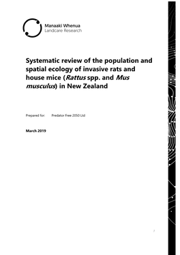 Systematic Review of the Population and Spatial Ecology of Invasive Rats and House Mice ( Rattus Spp