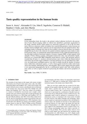 Taste Quality Representation in the Human Brain