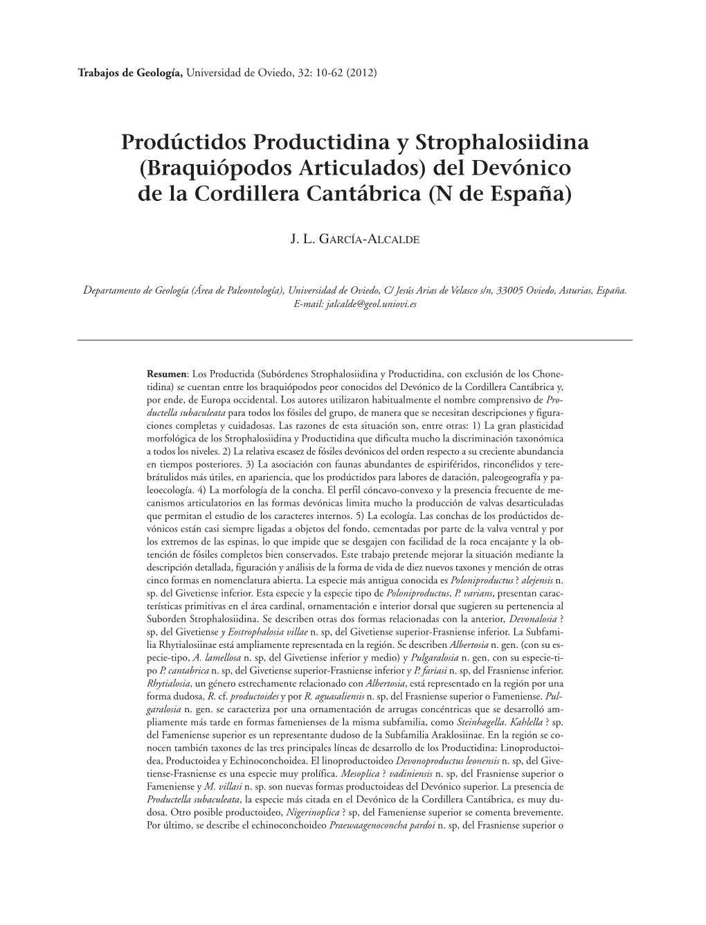 Braquiópodos Articulados) Del Devónico De La Cordillera Cantábrica (N De España