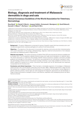 Biology, Diagnosis and Treatment of Malassezia Dermatitis in Dogs and Cats Clinical Consensus Guidelines of the World Association for Veterinary Dermatology