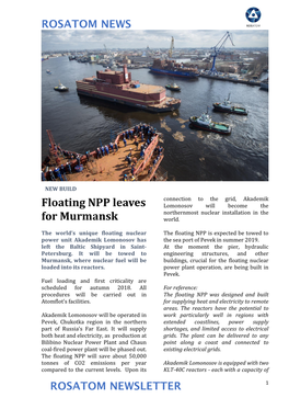 Floating NPP Leaves for Murmansk