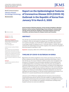 (COVID-19) Outbreak in the Republic of Korea from January 19 to March 2, 2020