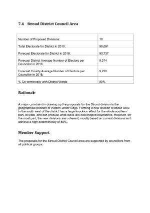 7.4 Stroud District Council Area Rationale Member Support
