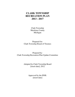 Clark Township Recreation Plan 2013 - 2017