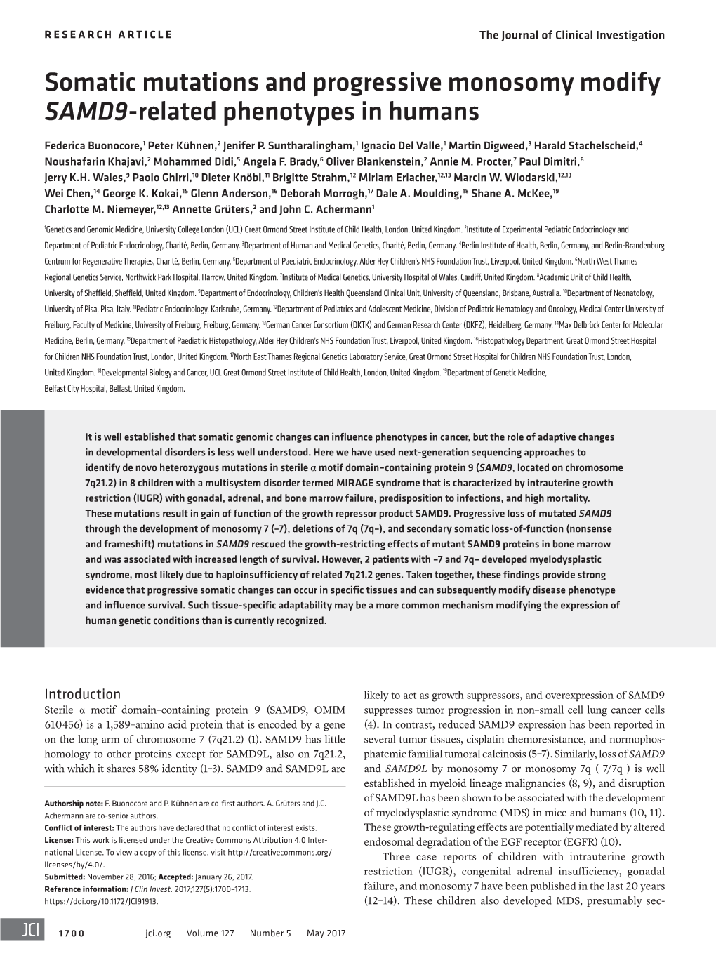 SAMD9-Related Phenotypes in Humans