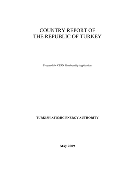 Country Report of the Republic of Turkey