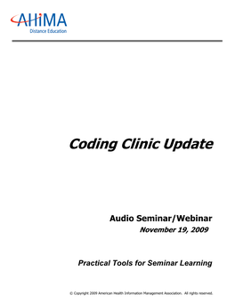Coding Clinic Update