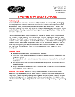 Corporate Team Building Overview