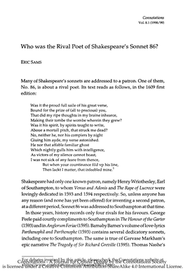 Who Was the Rival Poet of Shakespeare's Sonnet 86?