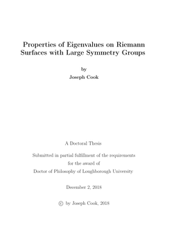 Properties of Eigenvalues on Riemann Surfaces with Large Symmetry Groups