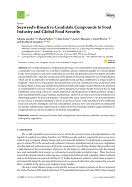 Seaweed's Bioactive Candidate Compounds to Food Industry And