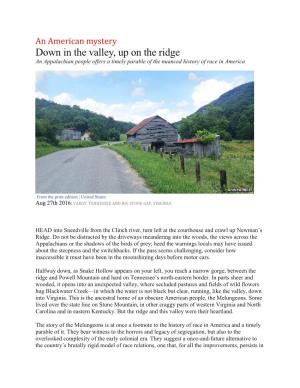 Down in the Valley, up on the Ridge an Appalachian People Offers a Timely Parable of the Nuanced History of Race in America