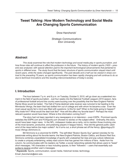 Tweet Talking: How Modern Technology and Social Media Are Changing Sports Communication