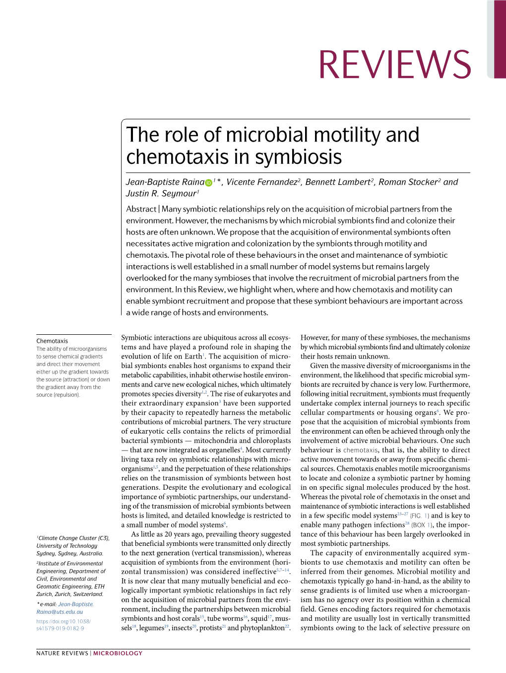 The Role of Microbial Motility and Chemotaxis in Symbiosis