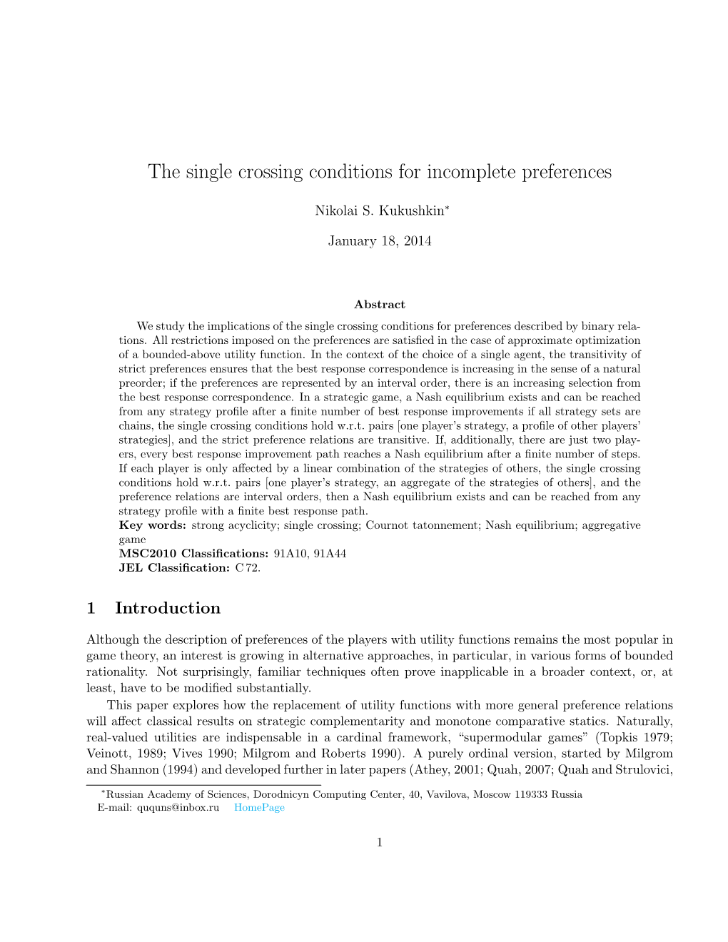 The Single Crossing Conditions for Incomplete Preferences