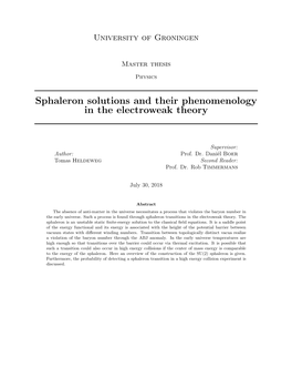 Sphaleron Solutions and Their Phenomenology in the Electroweak Theory