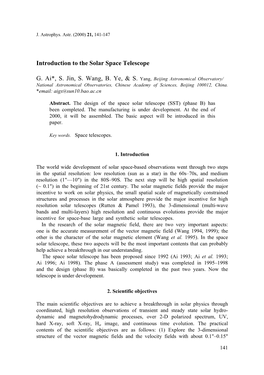 Introduction to the Solar Space Telescope