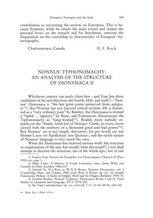 Nonnus' Typhonomachy: an Analysis of the Structure of Dionysiaca 11