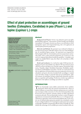Effect of Plant Protection on Assemblages of Ground Beetles (Coleoptera, Carabidae) in Pea (Pisum L.) and Lupine (Lupinus L.) Crops