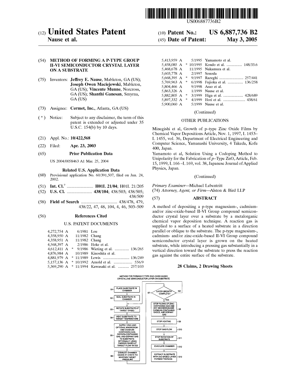 (12) United States Patent (10) Patent No.: US 6,887,736 B2 Nause Et Al