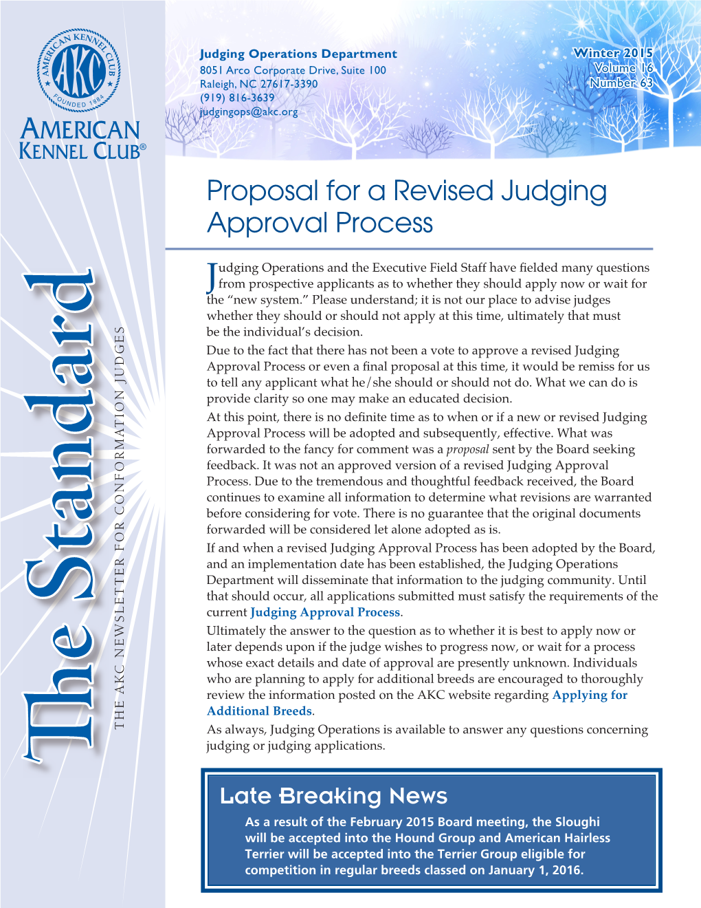 Proposal for a Revised Judging Approval Process