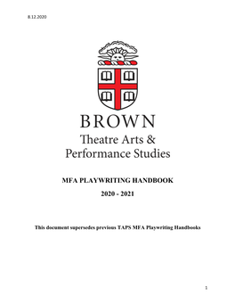 Mfa Playwriting Handbook 2020 - 2021