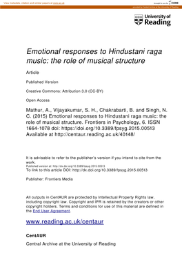 Emotional Responses to Hindustani Raga Music: the Role of Musical Structure