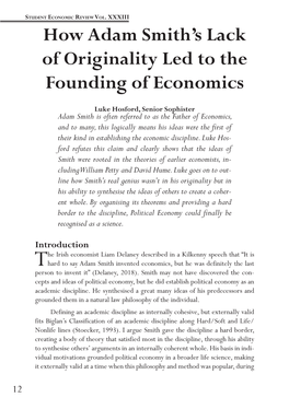 How Adam Smith's Lack of Originality Led to the Founding of Economics