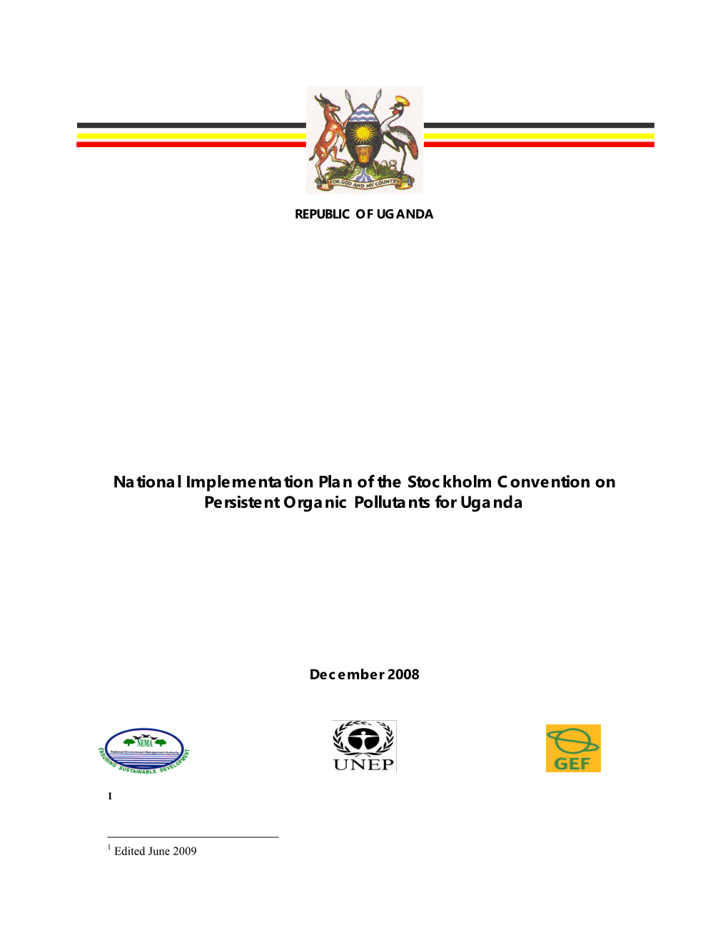 National Implementation Plan of the Stockholm Convention on Persistent Organic Pollutants for Uganda