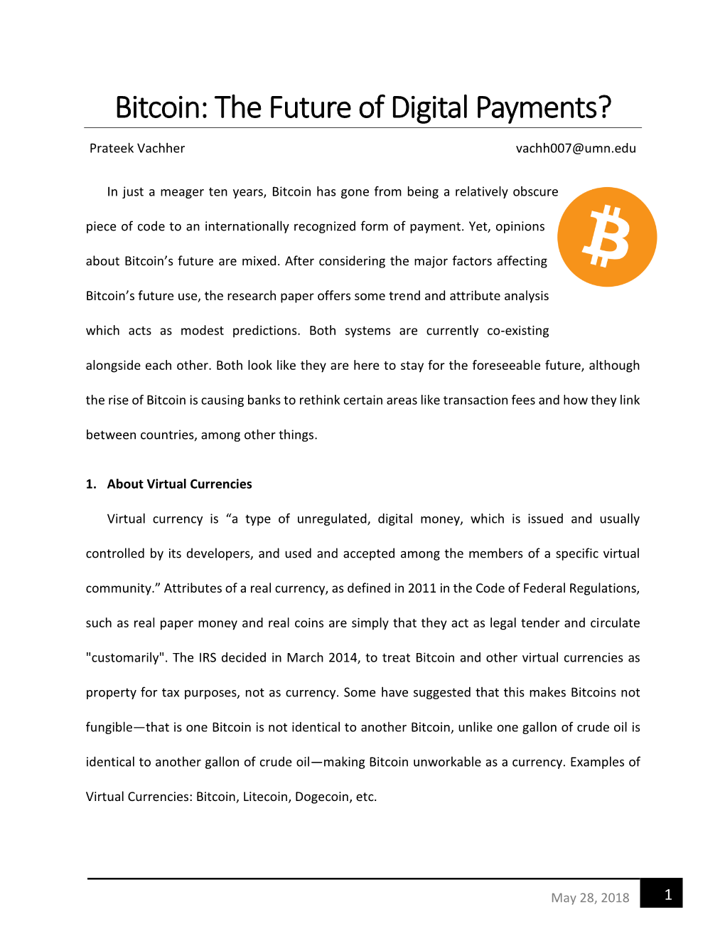 Bitcoin: the Future of Digital Payments?