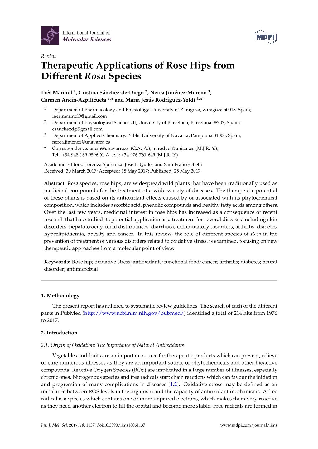 Therapeutic Applications of Rose Hips from Different Rosa Species