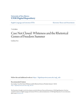 Whiteness and the Rhetorical Genres of Freedom Summer Lindsey Ives