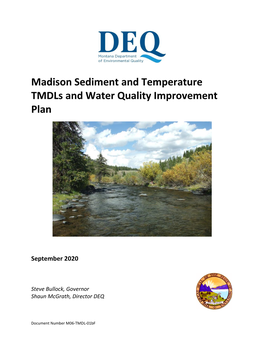 Madison Sediment and Temperature Tmdls and Water Quality Improvement Plan