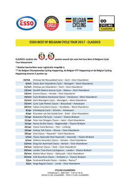Esso Best of Belgium Cycle Tour 2017 - Classics
