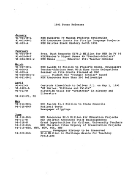 1991 Press Releases January 91-001-N+L NEH Supports 79