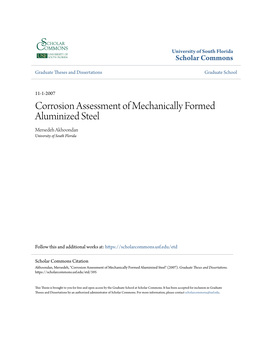 Corrosion Assessment of Mechanically Formed Aluminized Steel Mersedeh Akhoondan University of South Florida