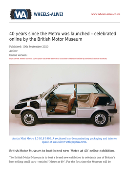 Celebrated Online by the British Motor Museum