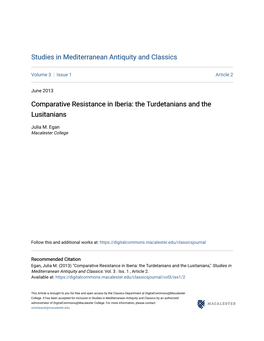 Comparative Resistance in Iberia: the Turdetanians and the Lusitanians